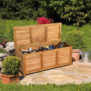 47 Gallon Acacia Wood Storage Bench Box for Patio Garden Deck 1 Box, Assembly required)