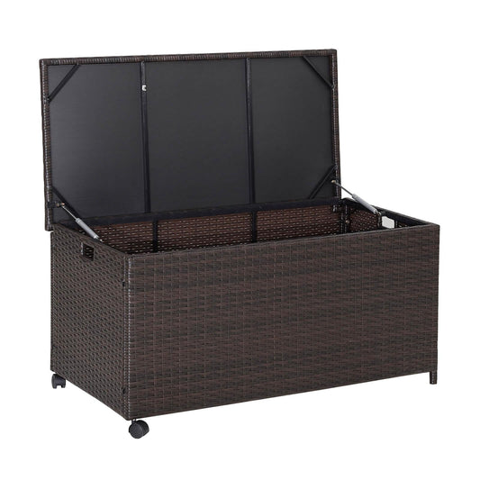 Outdoor Wicker Storage Box with Zippered Liner-50 Gallon, 1 Box, Unassembled