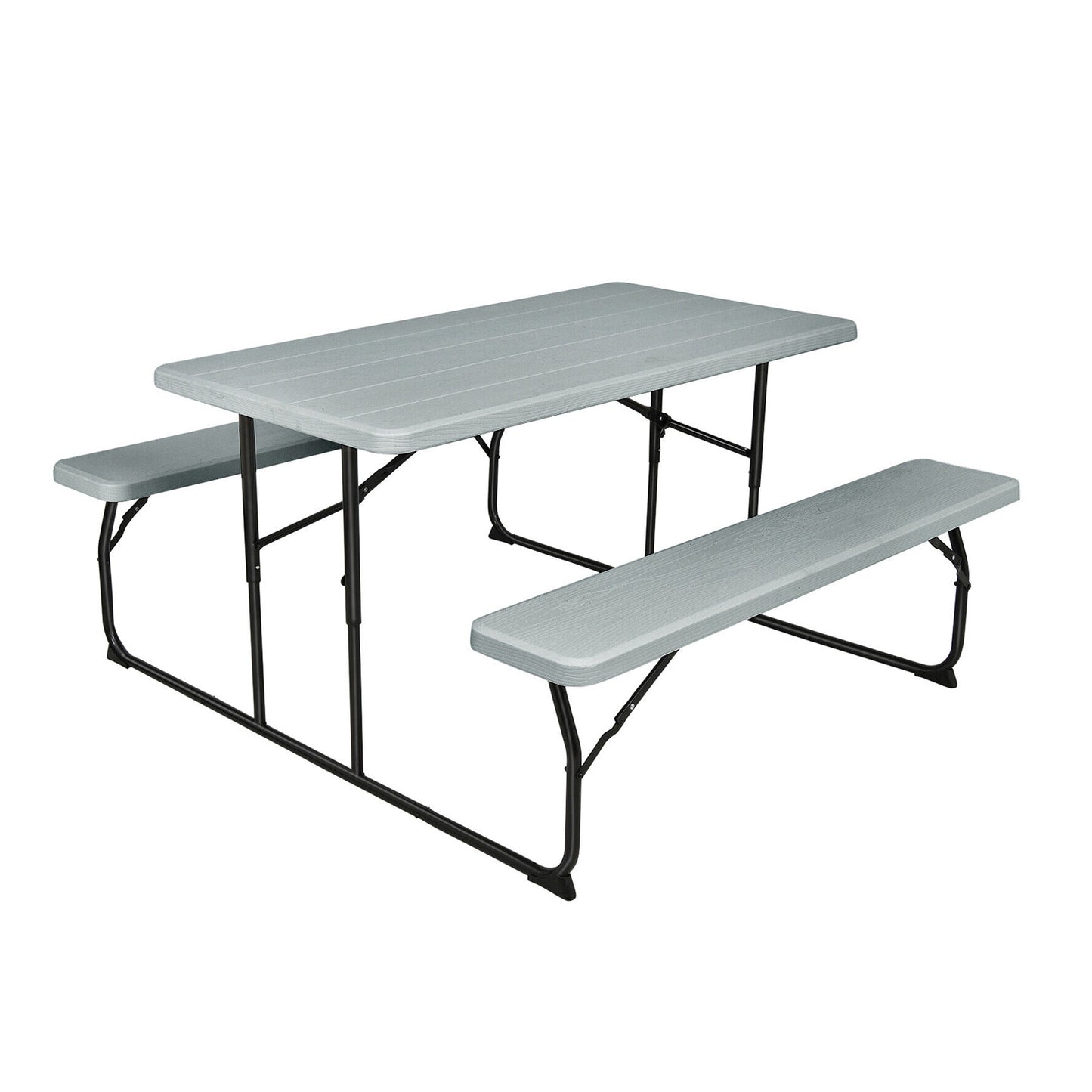 Indoor and Outdoor Folding Picnic Table Bench Set -Gray (1 Box)