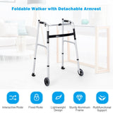 NO TAX, Folding Height Adjustable Walking Frame with Armrest Support-Silver