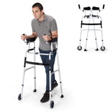 NO TAX, Folding Height Adjustable Walking Frame with Armrest Support-Silver