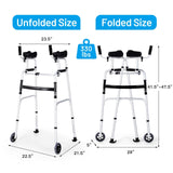 NO TAX, Folding Height Adjustable Walking Frame with Armrest Support-Silver