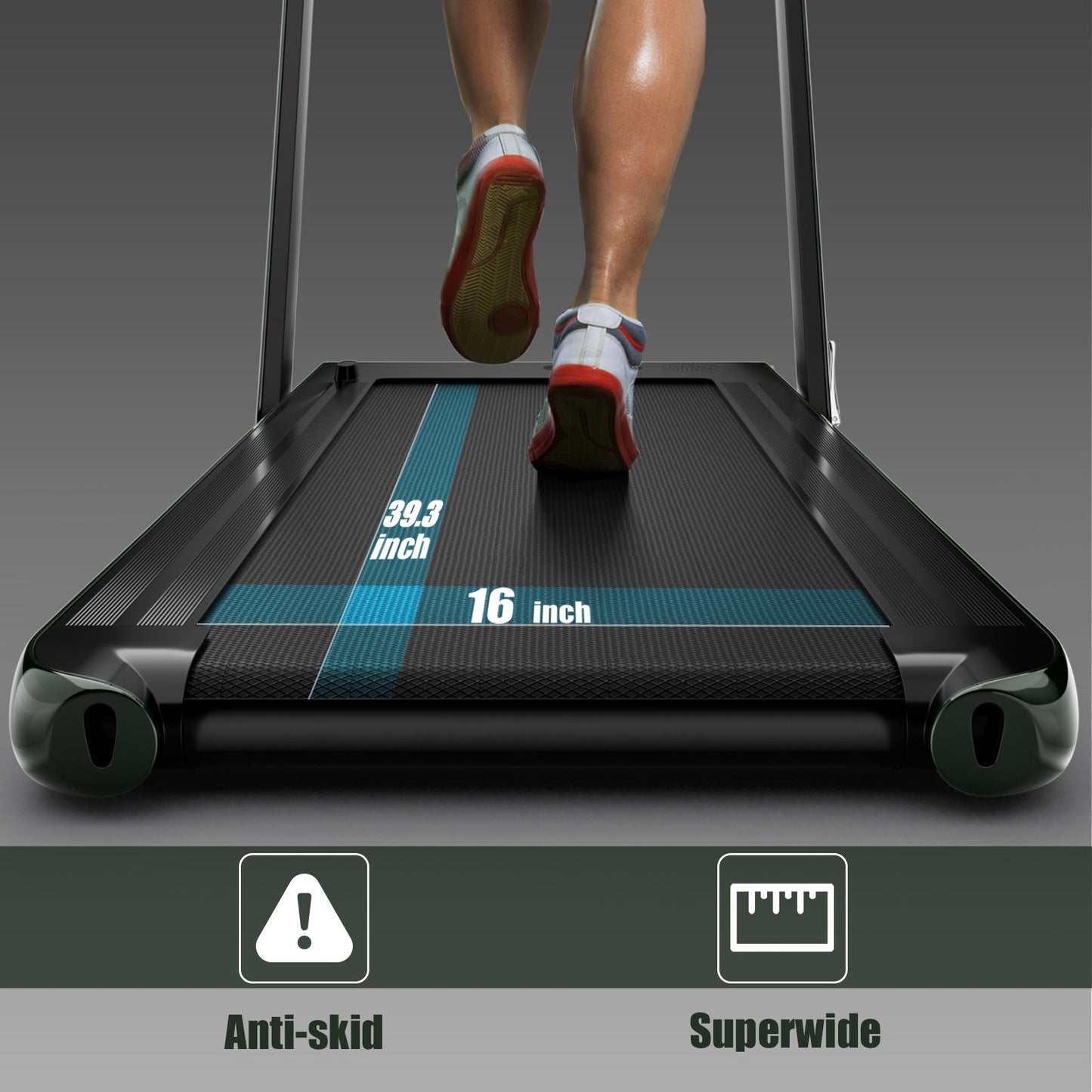 2.25HP 2 in 1 Folding Treadmill with APP Speaker (See Description)-Green (MAX265lbs)