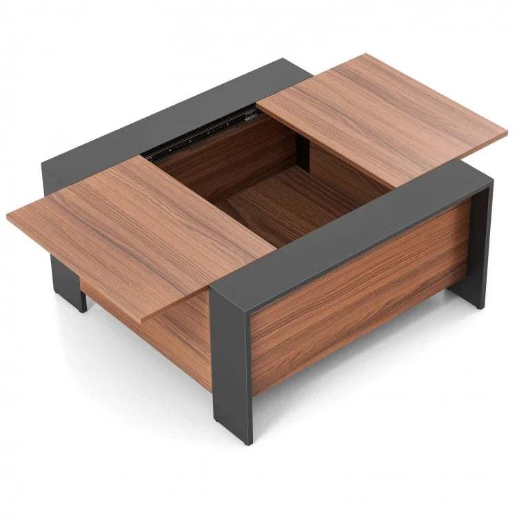 36.5 Inch Coffee Table with Sliding Top and Hidden Compartment, fully assembled