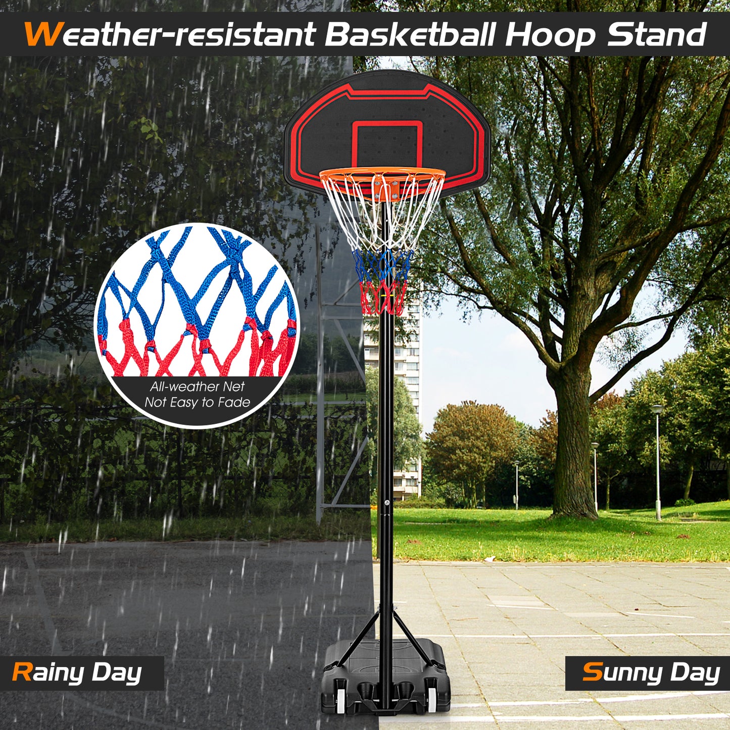 Adjustable Kids' Basketball Hoop Stand with Durable Net and Wheel - for Children