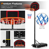 Adjustable Kids' Basketball Hoop Stand with Durable Net and Wheel - for Children