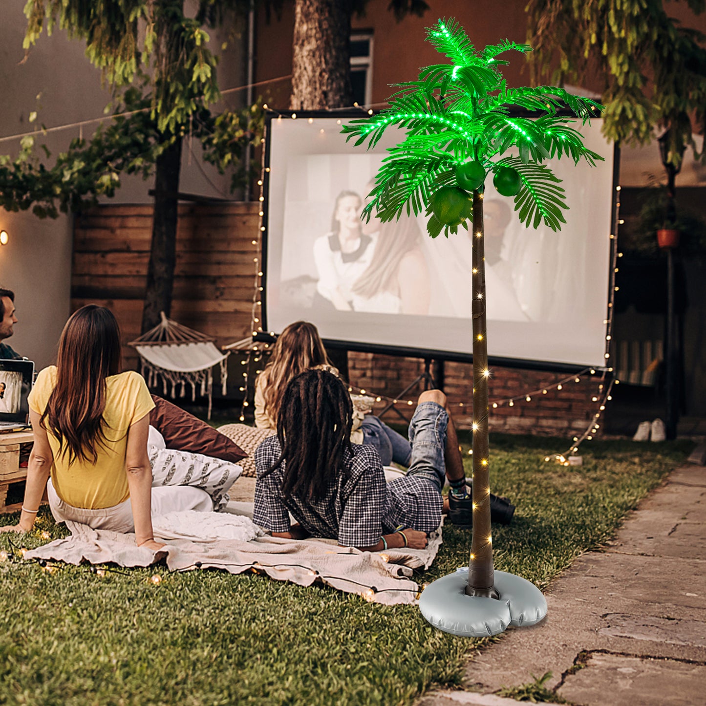 6 FT LED Lighted Artificial Palm Tree Hawaiian Style Tropical