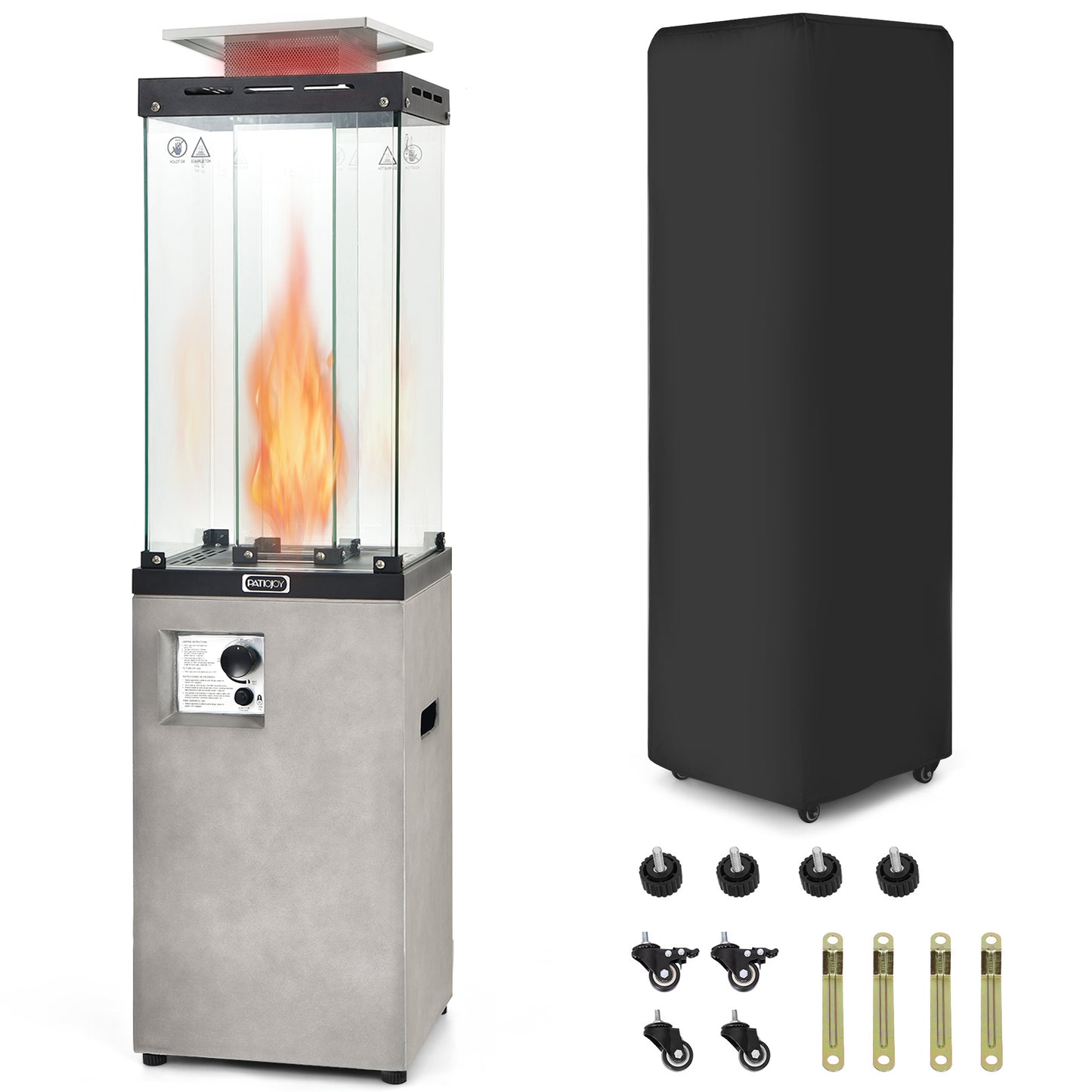41 000 BTU Propane Patio Heater-Gray, fully assembled, scratch & dent on front