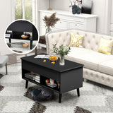 31.5 Inch Lift Top Coffee Table with Hidden Compartment and 2 Storage Shelves-Black