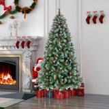 Hinged Christmas Tree with 450 PVC Branch Tips and 200 Warm White LED Lights-6.5 ft