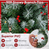 Hinged Christmas Tree with 450 PVC Branch Tips and 200 Warm White LED Lights-6.5 ft