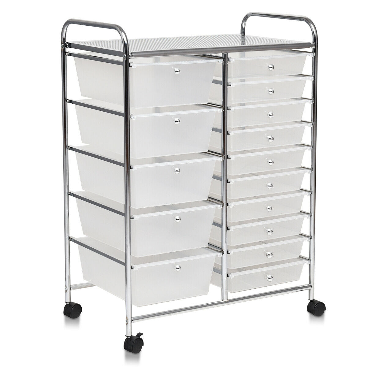 15-Drawer Utility Rolling Organizer Cart Multi-Use Storage-Clear (Fully Assembled)