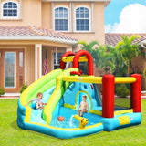 *Special* - 6-in-1 Inflatable Bounce House with Climbing Wall and Basketball Hoop with Blower