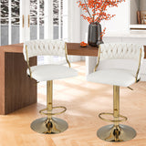 Swivel Barstool with Woven Back for Kitchen Island Cafe-White  ( Customer Return)