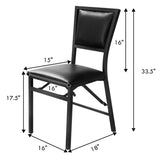Set of 2 Metal Folding Dining Chair with Space Saving Design