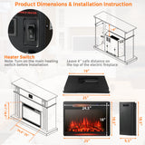 25"Electric Fireplace Freestanding & Recessed Heater Log Flame Remote 1350W