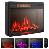 25"Electric Fireplace Freestanding & Recessed Heater Log Flame Remote 1350W