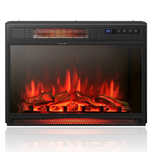 25"Electric Fireplace Freestanding & Recessed Heater Log Flame Remote 1350W