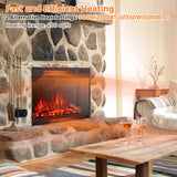 25"Electric Fireplace Freestanding & Recessed Heater Log Flame Remote 1350W