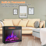 25"Electric Fireplace Freestanding & Recessed Heater Log Flame Remote 1350W