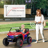 12V 2-Seater Kids Ride on UTV with Slow Start Function Music-Red, fully assembled, damage rear brake light