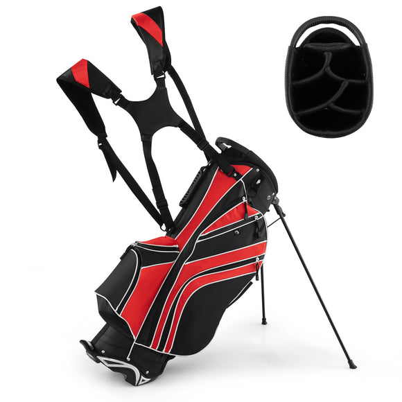 SPECIAL, Golf Stand Cart Bag with 6 Way Divider Carry Pockets-Red
