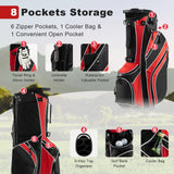 SPECIAL, Golf Stand Cart Bag with 6 Way Divider Carry Pockets-Red