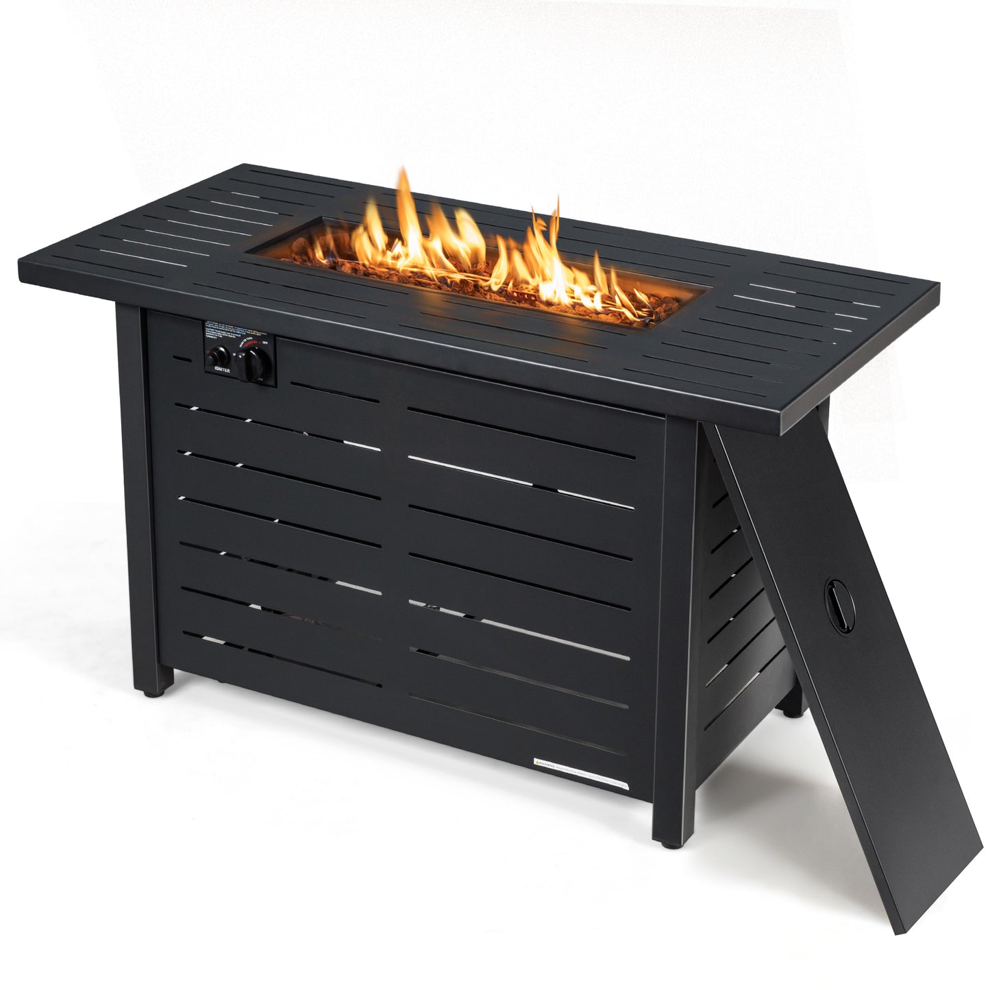 42 Inch 60 000 BTU Rectangular Propane Fire Pit Table with Waterproof Cover, 1 box, unassembled