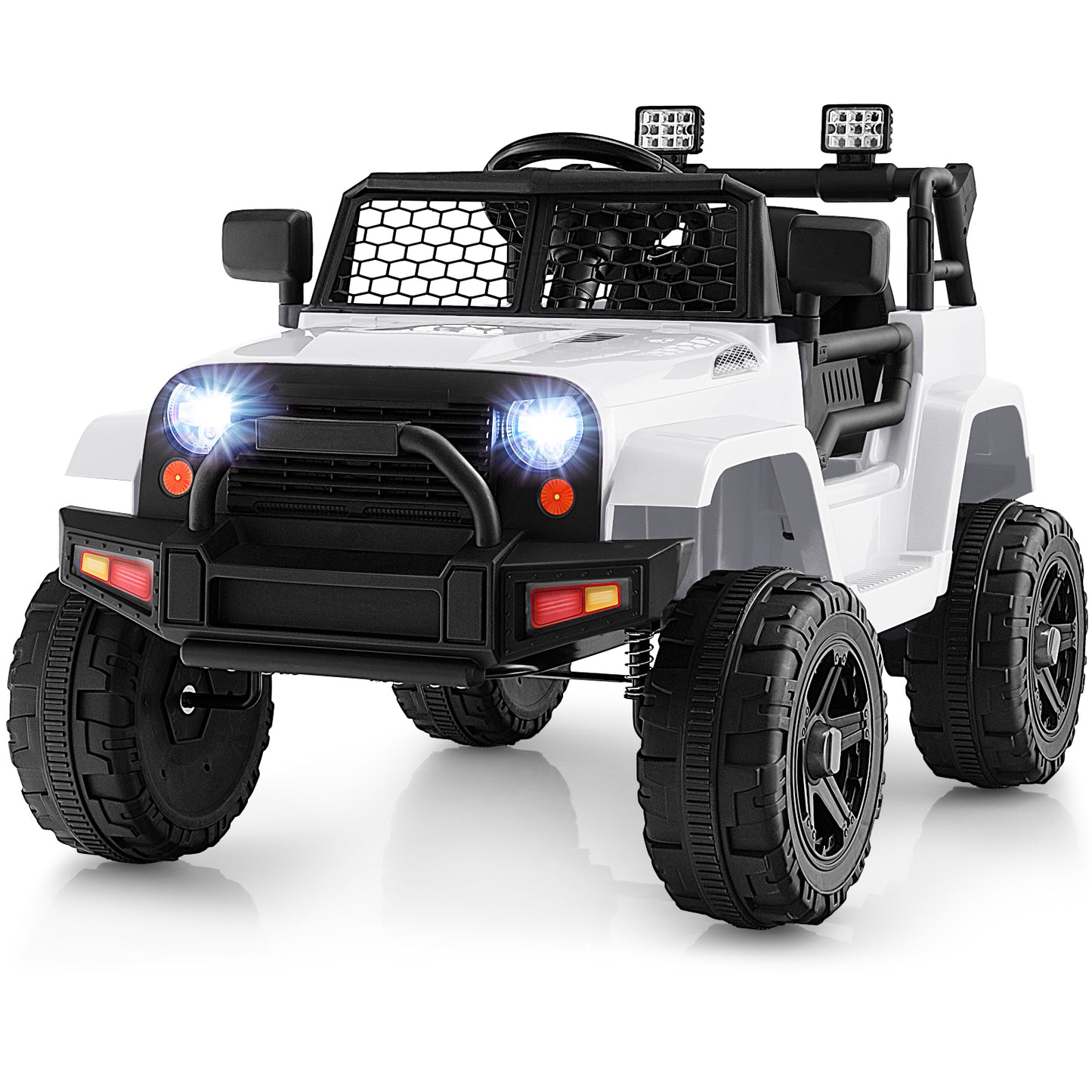 12V Kids Ride On Truck with Remote Control and Headlights-White (Customer Return - See Description))