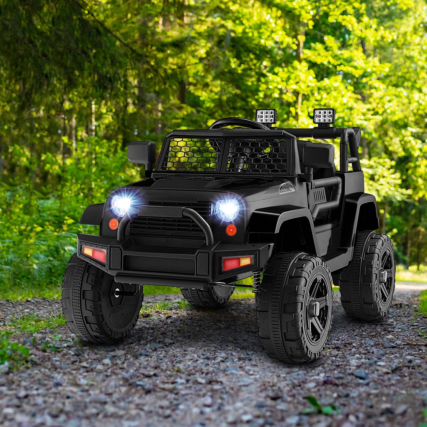 12V Kids Ride On Truck with Remote Control and Headlights-Black, fully assembled