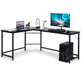 L Shaped Corner Computer Desk Laptop Gaming Table Workstation-Black (Fully Assembled)