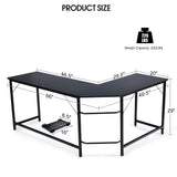 L Shaped Corner Computer Desk Laptop Gaming Table Workstation-Black (Fully Assembled)