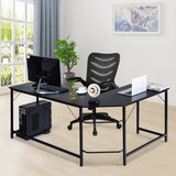 L Shaped Corner Computer Desk Laptop Gaming Table Workstation-Black (Fully Assembled)