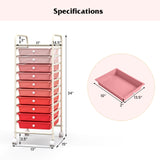 10 Drawer Rolling Storage Cart Organizer with 4 Universal Casters-Gradient Pink