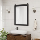 Kate and Laurel Cates Farmhouse Wood Framed Wall Mirror, 22 x 30, - Black