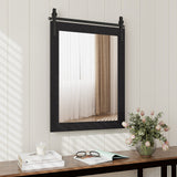 Kate and Laurel Cates Farmhouse Wood Framed Wall Mirror, 22 x 30, - Black