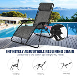 3 Pcs Folding Portable Zero Gravity Reclining Lounge Chairs Table-Gray (Copy)