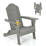 Foldable Weather Resistant Patio Chair with Built-in Cup Holder-Gray, (1 Box, Unassembled)