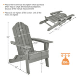 Foldable Weather Resistant Patio Chair with Built-in Cup Holder-Gray, (1 Box, Unassembled)