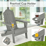 Foldable Weather Resistant Patio Chair with Built-in Cup Holder-Gray, (1 Box, Unassembled)