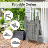 Foldable Weather Resistant Patio Chair with Built-in Cup Holder-Gray, (1 Box, Unassembled)