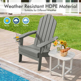 Foldable Weather Resistant Patio Chair with Built-in Cup Holder-Gray, (1 Box, Unassembled)