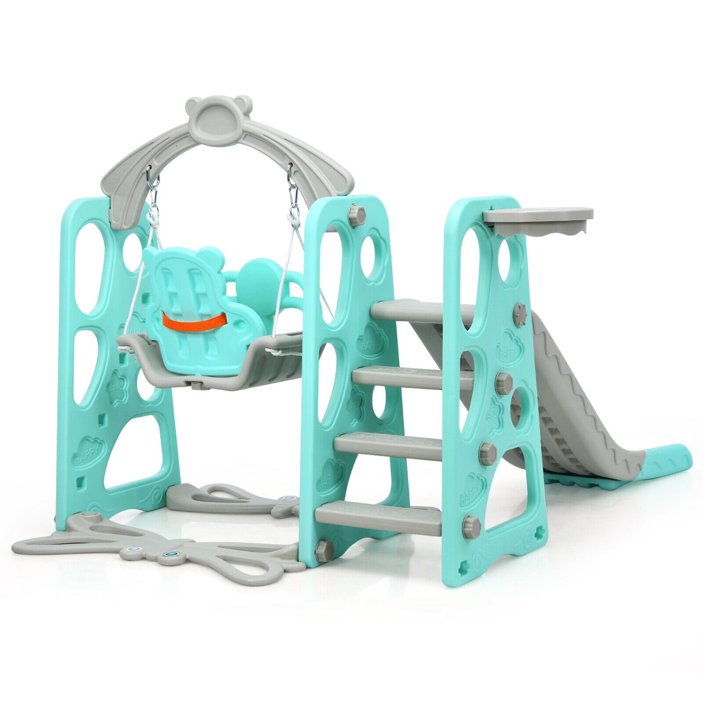 3 in 1 Toddler Climber and Swing Set Slide Playset-Green. Fully Assembled