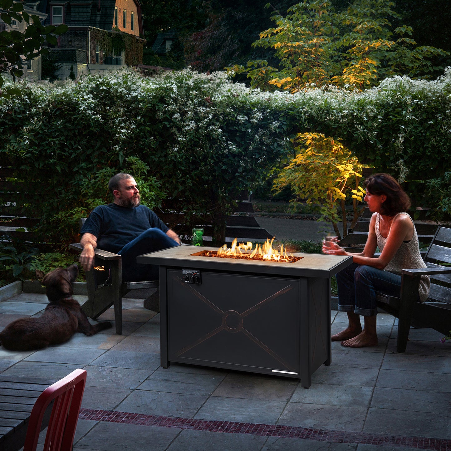 42 Inch 60000 BTU Propane Fire Pit Table with Ceramic Tabletop - Fully Assembled
