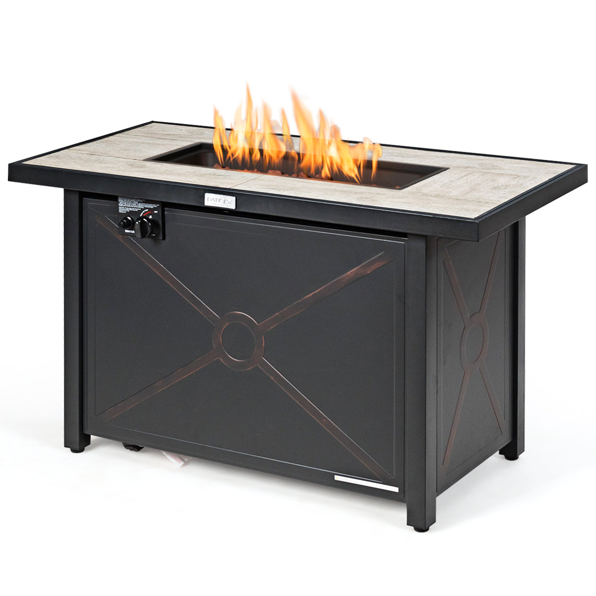 42 Inch 60000 BTU Propane Fire Pit Table with Ceramic Tabletop - Fully Assembled