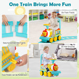 6V Electric Kids Ride On Car Toy Train with 16 Pieces Tracks-Blue - Assembly Required