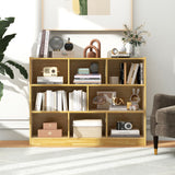 3-Tier Open Bookcase 8-Cube Floor Standing Storage Shelves Display Cabinet-Yellow