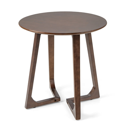 24 Inch Round End Table with Adjustable Foot Pads-Brown(Fully Assembled)