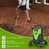 2400 PSI Electric Pressure Washer with 4 Universal Wheels-Green, Clean customer return/TESTED