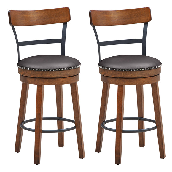 Set of 2 25.5 Inch Swivel Counter Height Bar Stool, Fully Assembled
